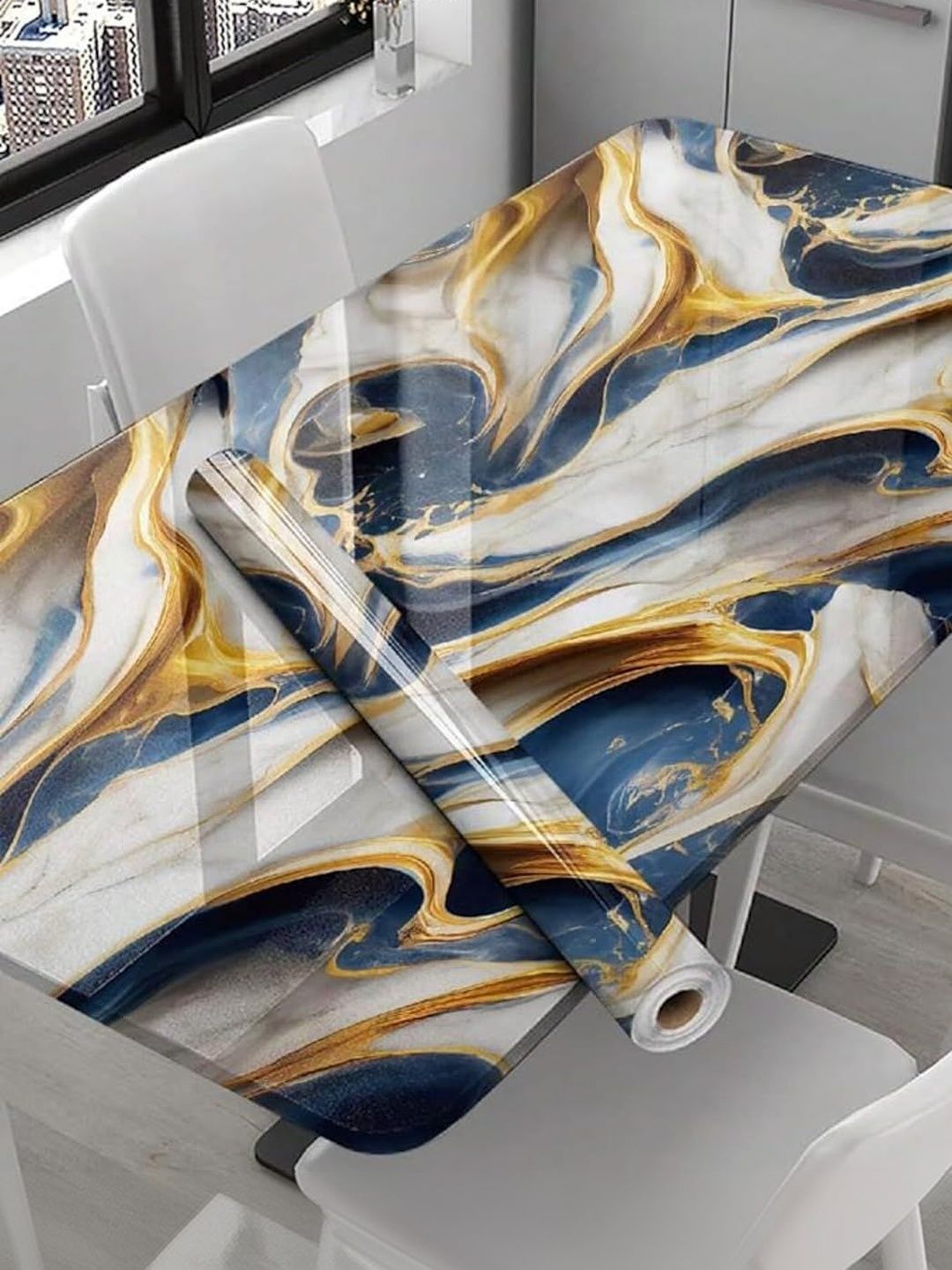 Aura Yellow & Blue Abstract Printed Self Adhesive Wall Sticker-picture-55