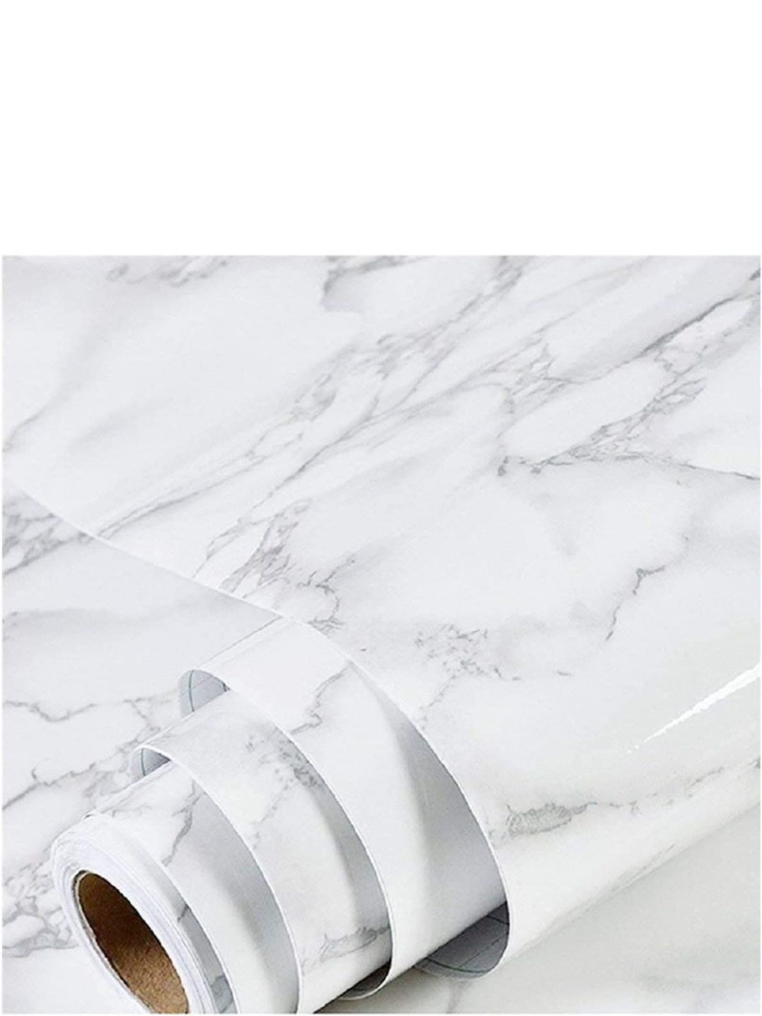 Aura White & Grey Marble Printed Self Adhesive Wall Sticker-image-5