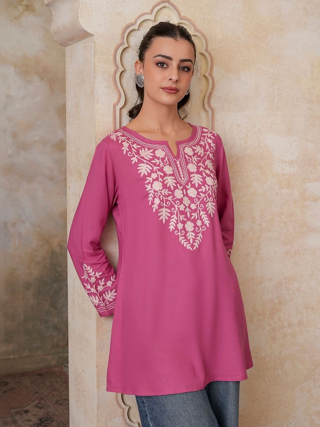 QAZMI Floral Embroidered Thread Work Kurti-picture-12