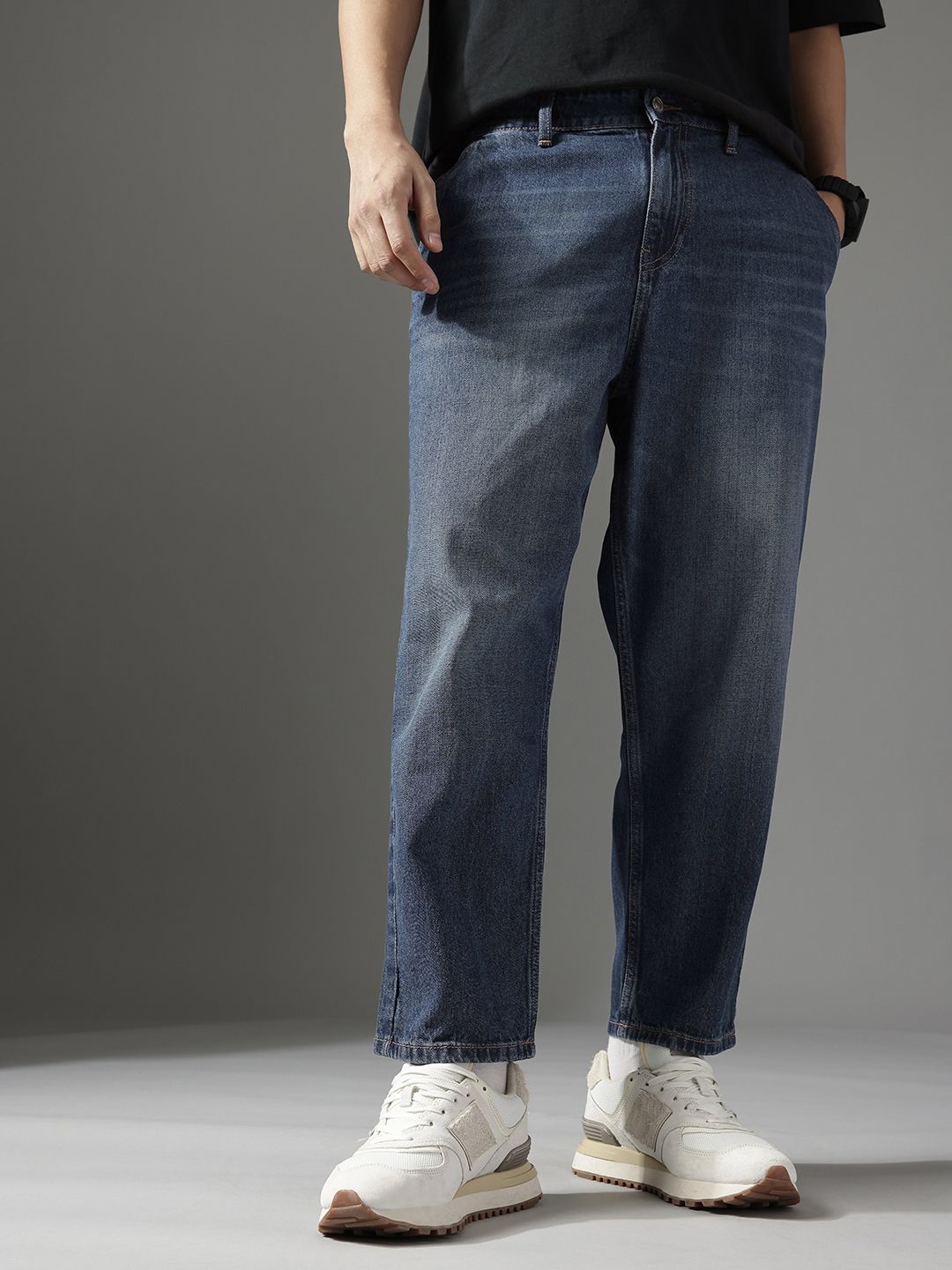 FCUK Men Baggy Light Fade Pure Cotton Jeans-picture-25