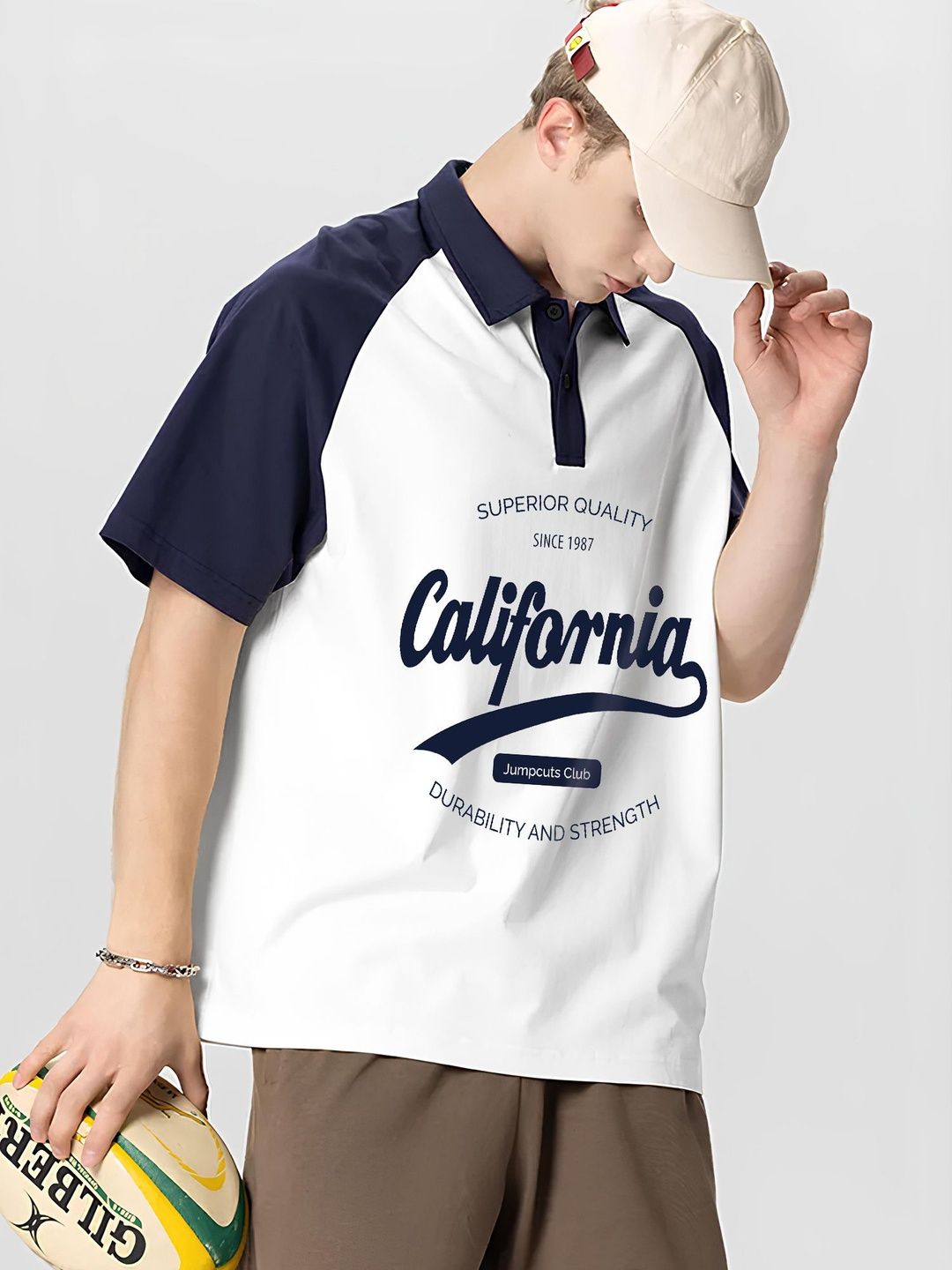 JUMPCUTS Men Typography Colourblocked Polo Collar T-shirt-picture-37