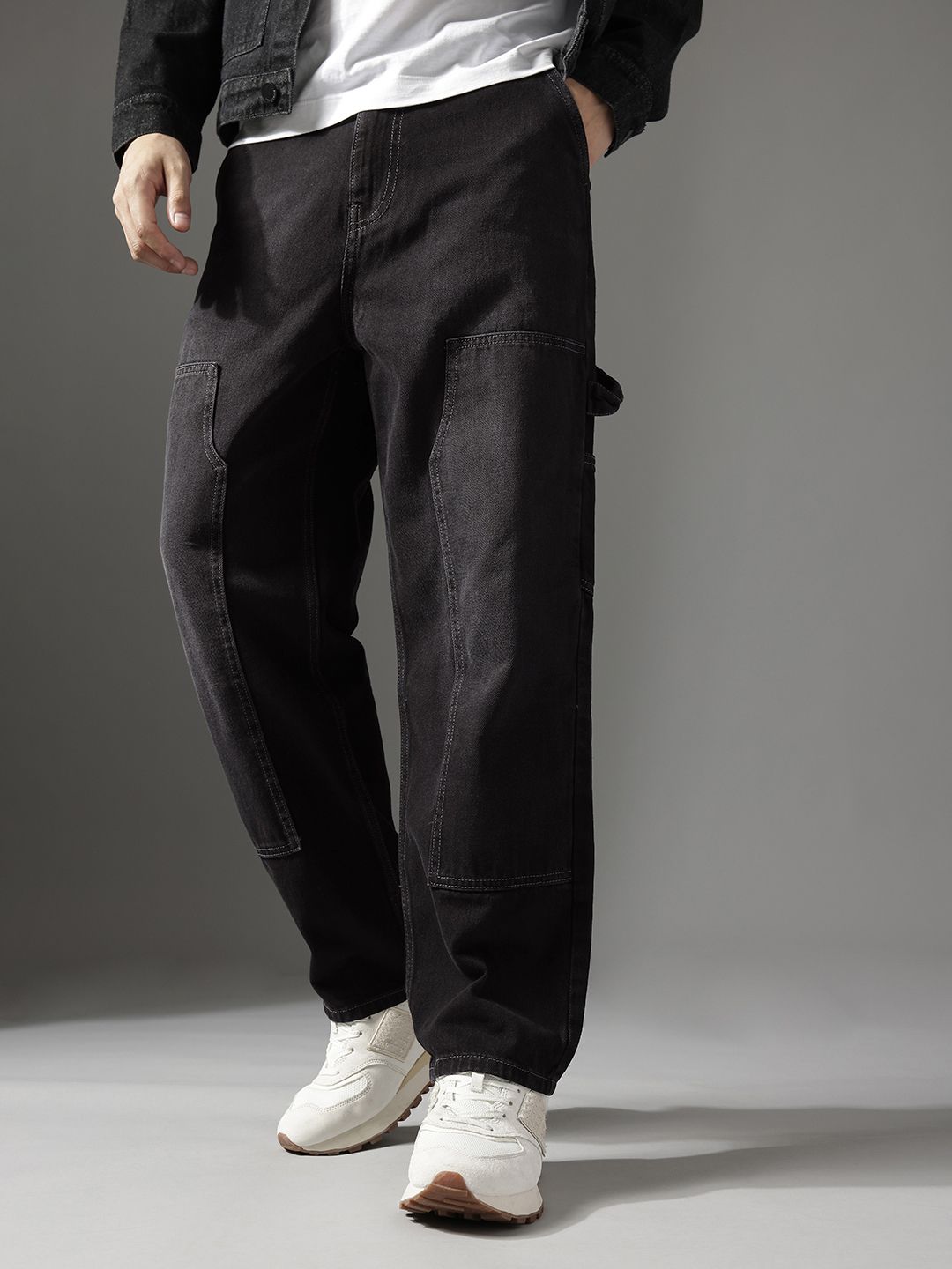 FCUK Men Baggy Light Fade Cargo Styles Pure Cotton Jeans-picture-31