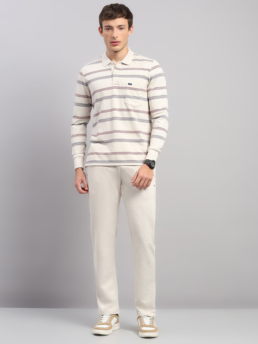 Monte Carlo Shirt Collar Self Striped Tracksuit