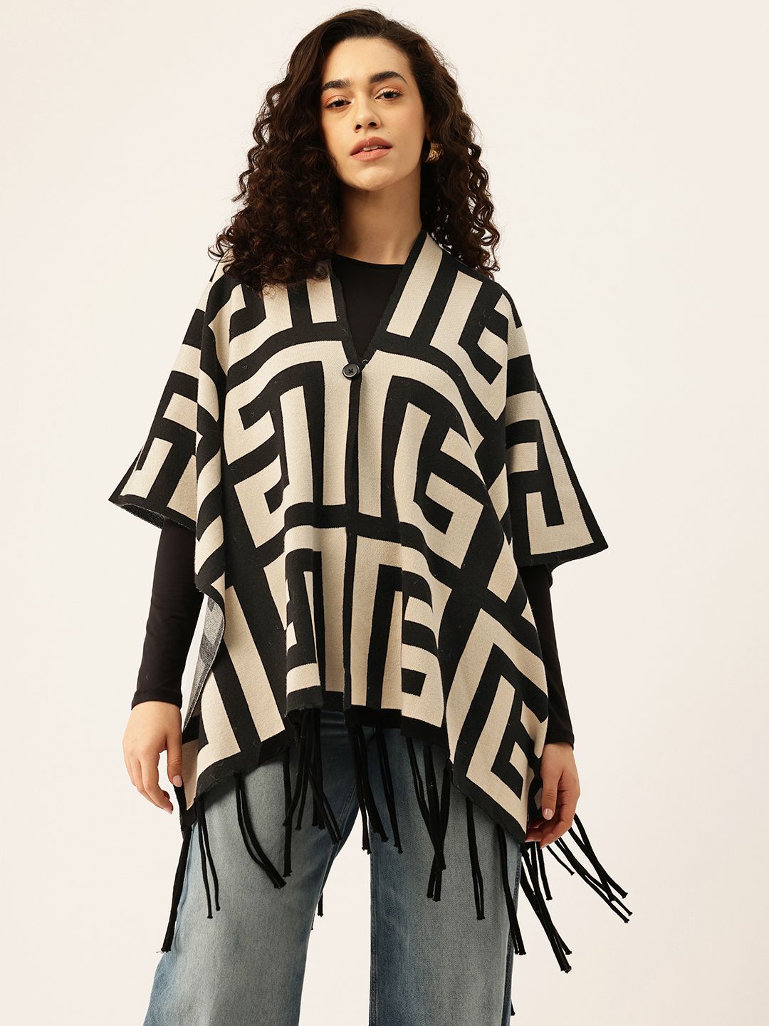 APSLEY Self-Design Fringed Longline Poncho-picture-25