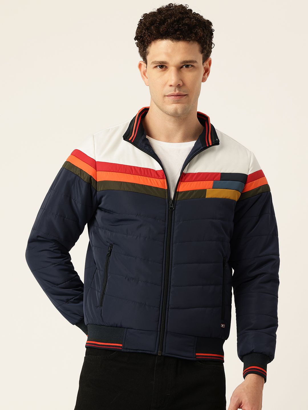 Monte Carlo Mock Collar Colorblocked Padded Jacket-picture-26