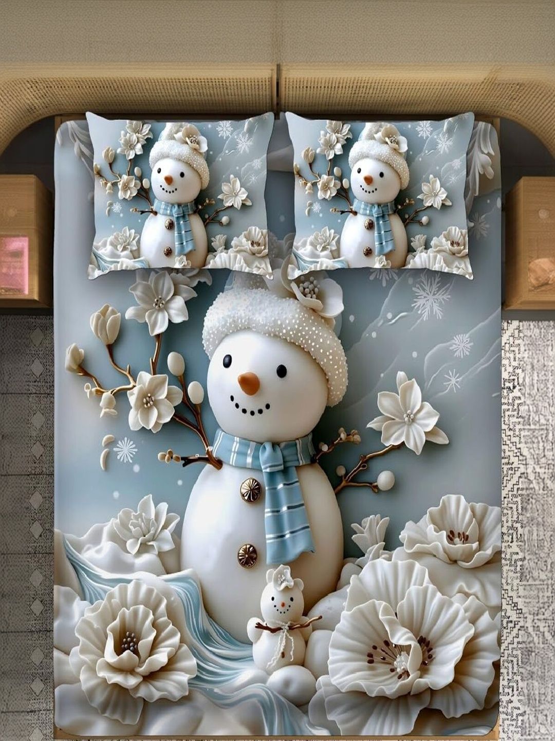 MAA HOME CONCEPT Multicoloured Cartoon Characters 400 TC Queen Bedsheet with 2 Pillow Covers-picture-18