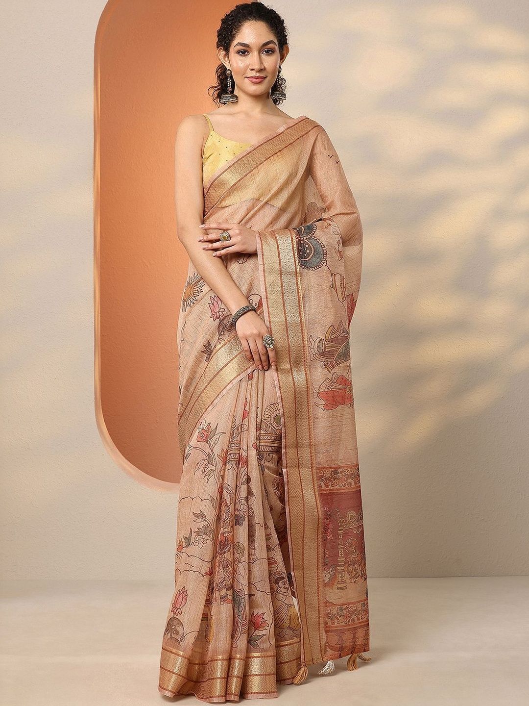 Libas Ethnic Motifs Silk Blend Handloom Saree-picture-31