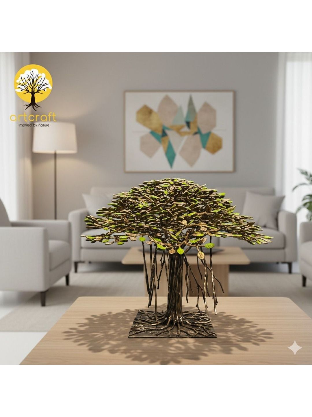 ArtCraft Unisex Banyan Table Art Gold-Toned Showpiece-image-33