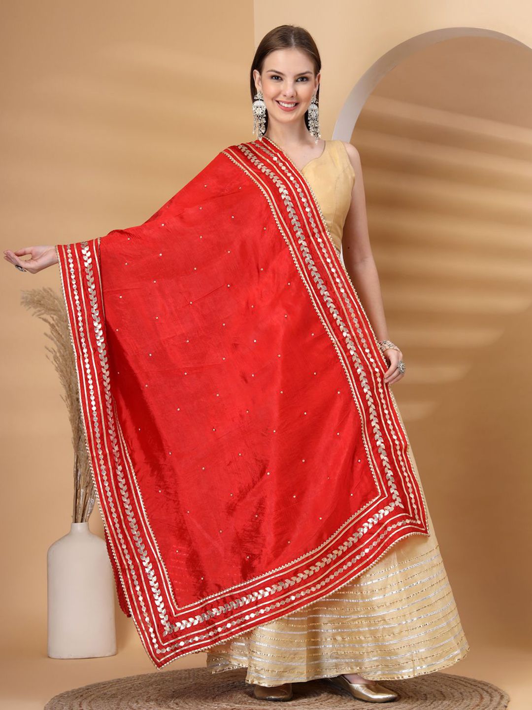 Moda Rapido Ethnic Motifs Embroidered Embellished Dupatta with Gotta Patti Details-picture-32