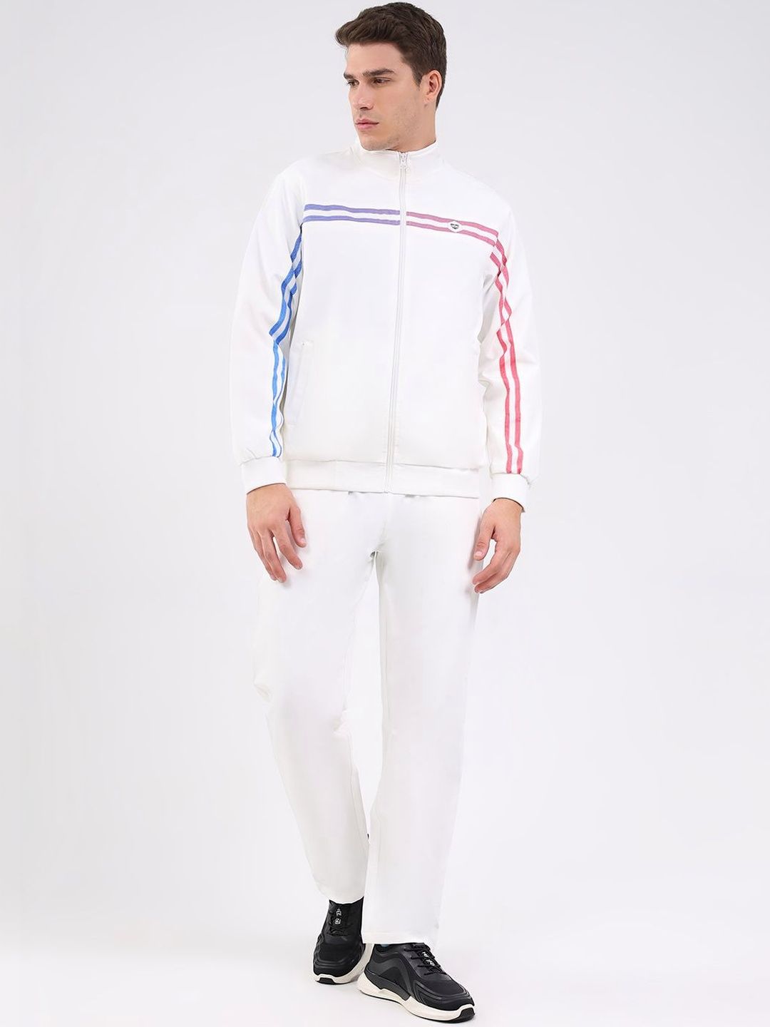 Monte Carlo Men Striped Mock Collar Full Sleeve Tracksuit-picture-10