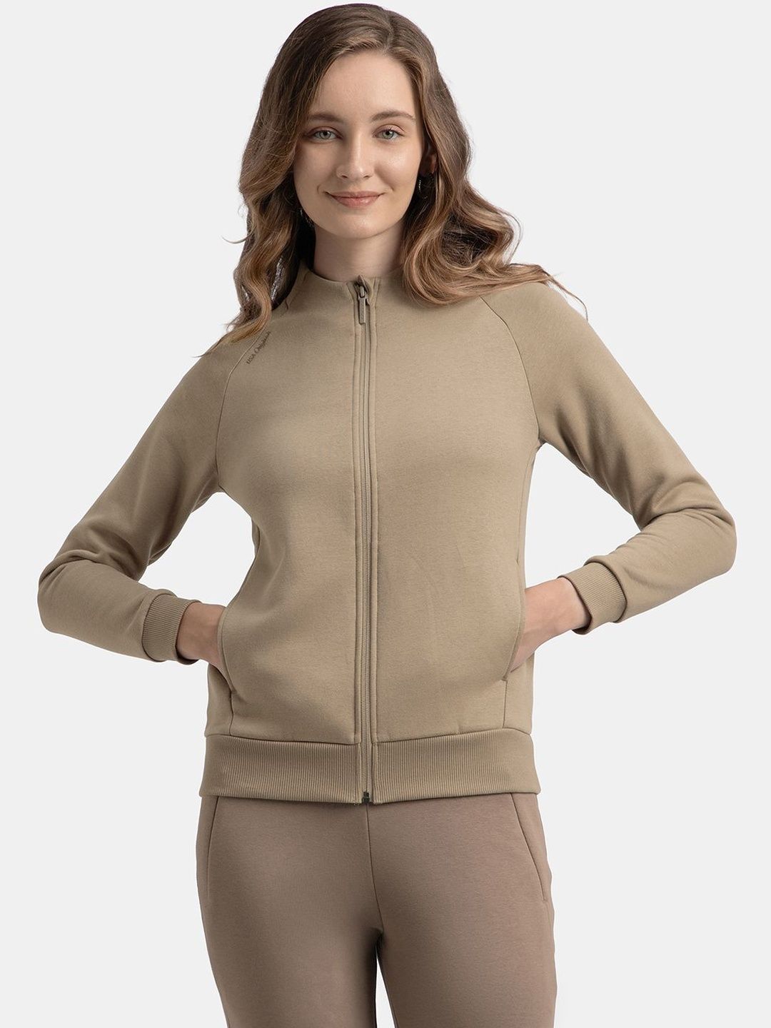 Jockey Super Combed Cotton Fleece Fabric Full Zip High Neck Jacket with Front Pockets-U108-picture-52