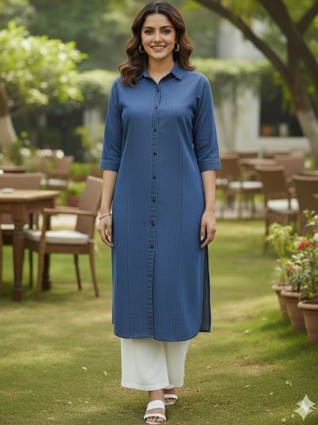 SK Creation Women Solid Collar Denim Kurti-picture-37