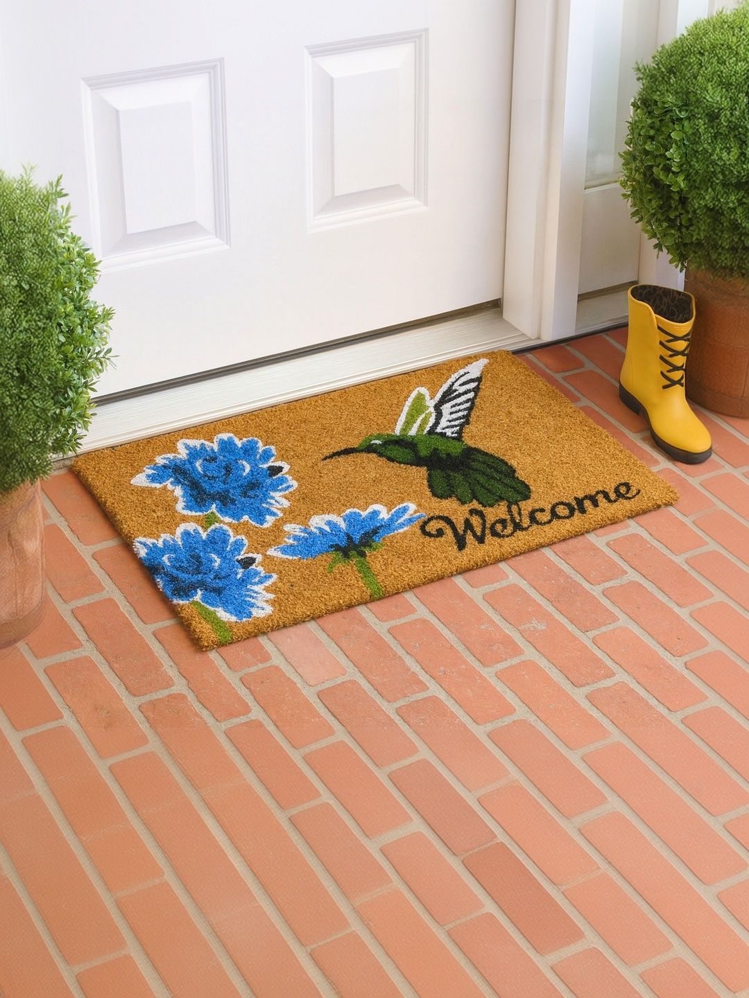 LUXEHOME INTERNATIONAL Brown & Blue Self-Designed Anti-Skid Doormats-image-48