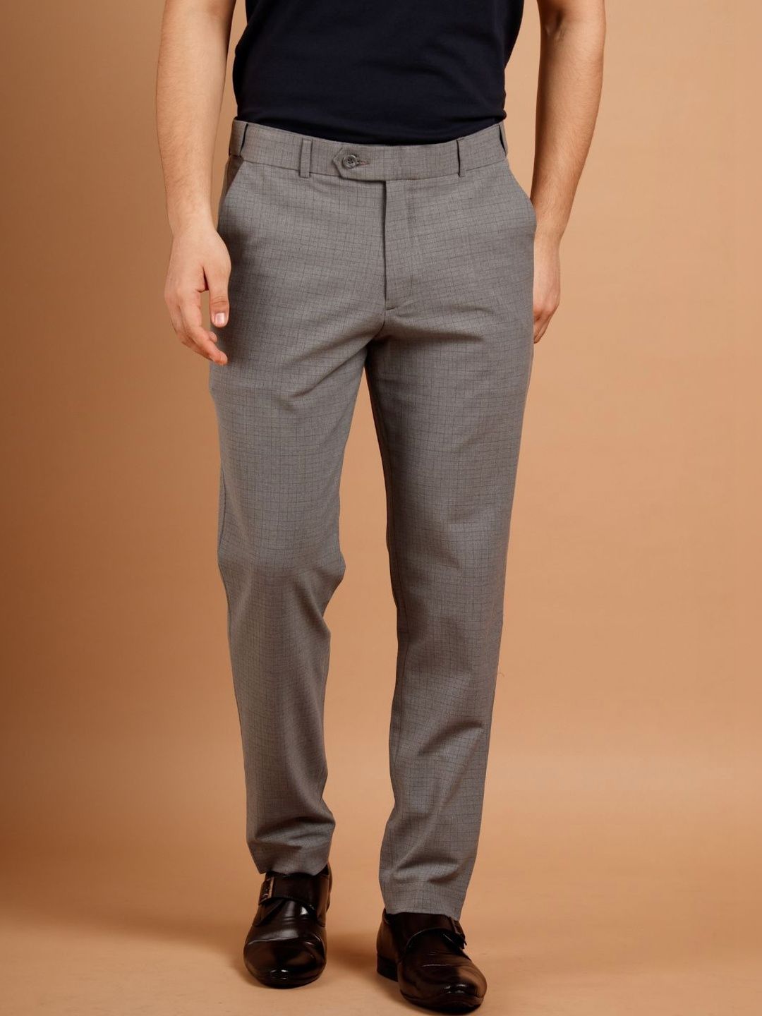 Muffynn Men Checked Smart Easy Wash Trousers-picture-36