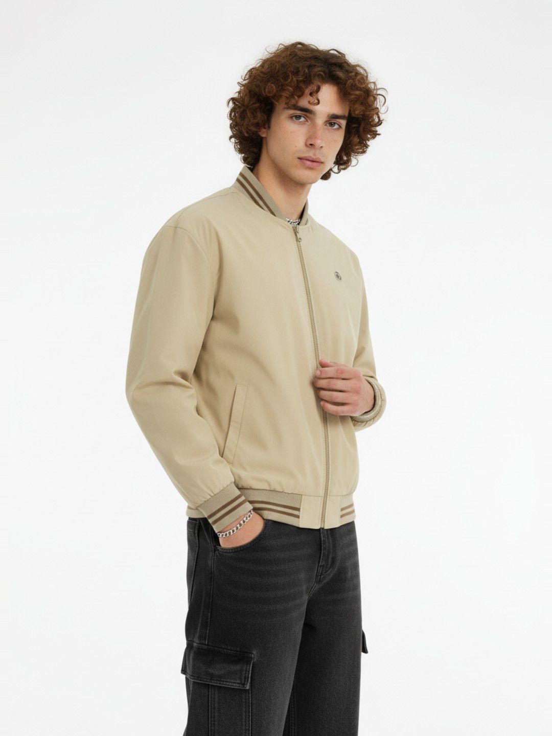glitchez Contrast Trims Varsity Jacket-image-0