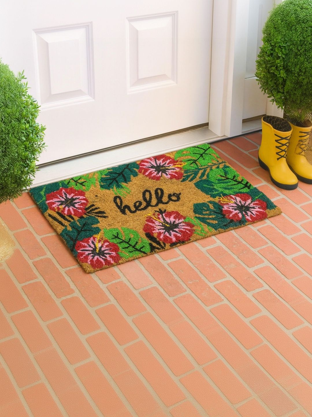 LUXEHOME INTERNATIONAL Green & Brown Self-Designed Anti-Skid Doormat-image-39