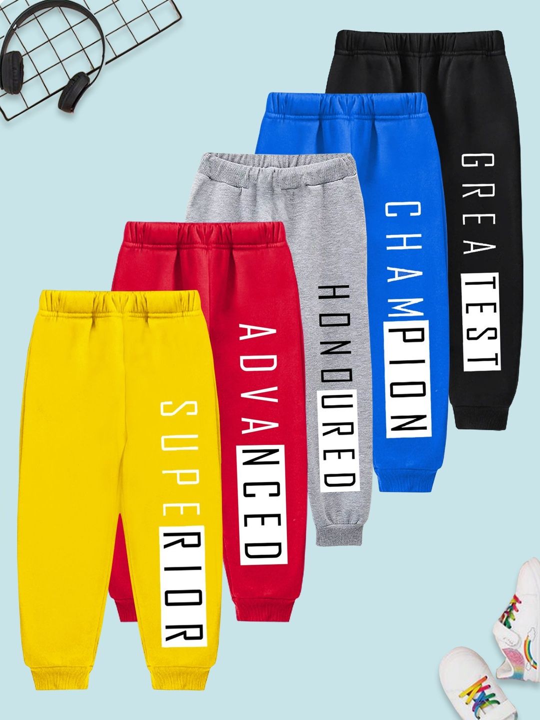 YK Boys Pack Of 5 Printed Cotton Mid-Rise joggers-picture-57