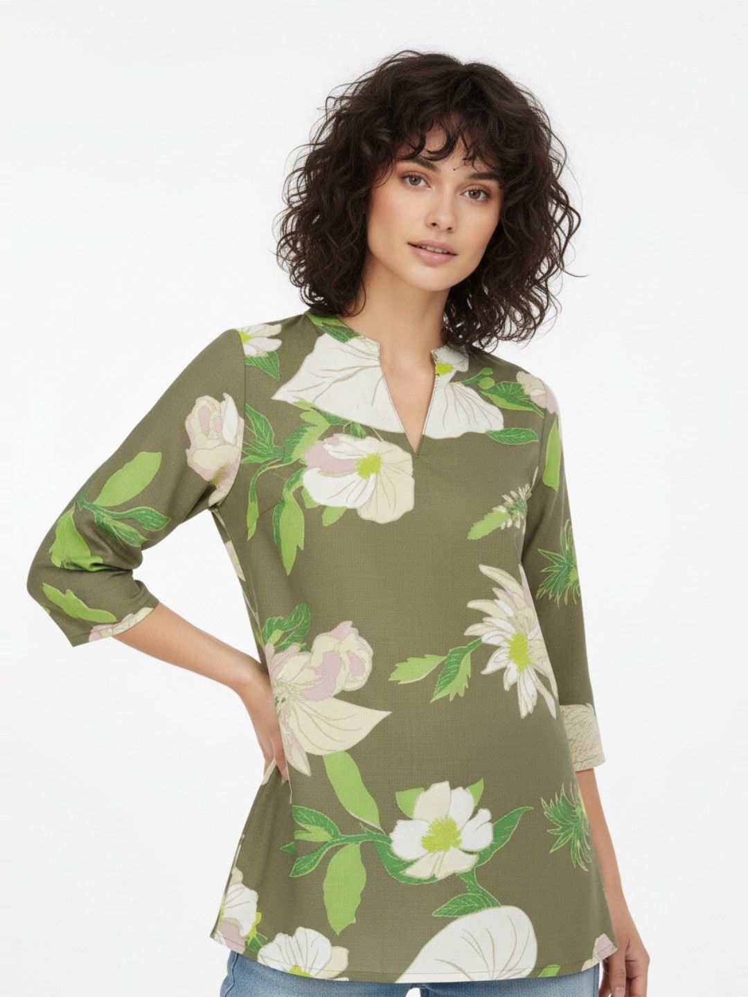 Anouk Rustic Floral Printed Mandarin Collar Straight Kurti-image-33