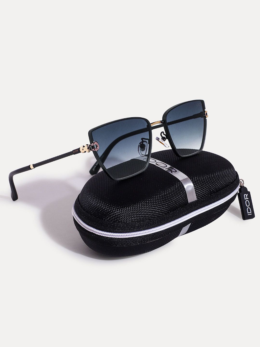 IDOR Women Rectangle Sunglasses with UV Protected Lens IDOR-2608-GRY-picture-7