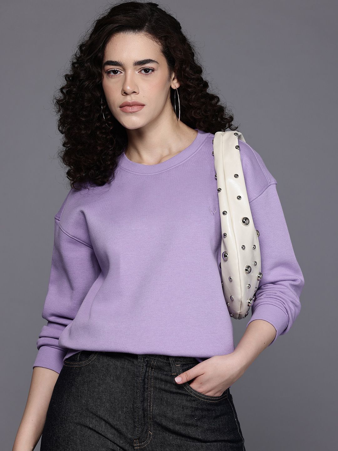 Allen Solly Woman Drop Shoulder Sweatshirt With Inner Fleece-picture-33