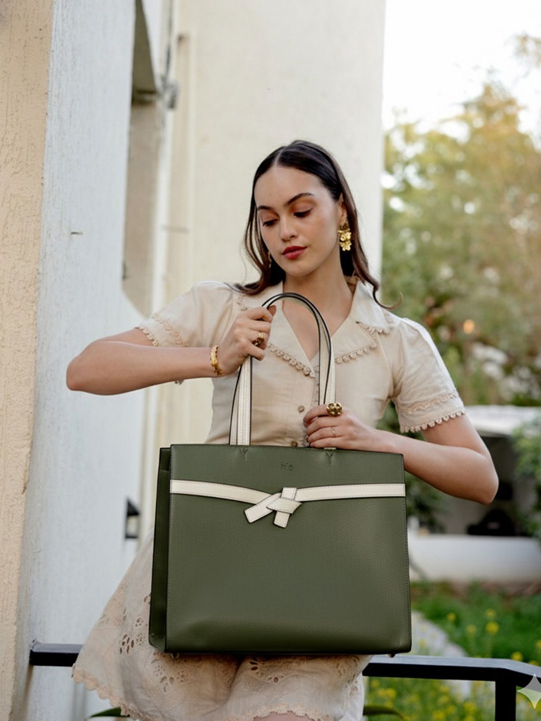HIE Oversized Shopper Tote Bag with Bow Detail-picture-17