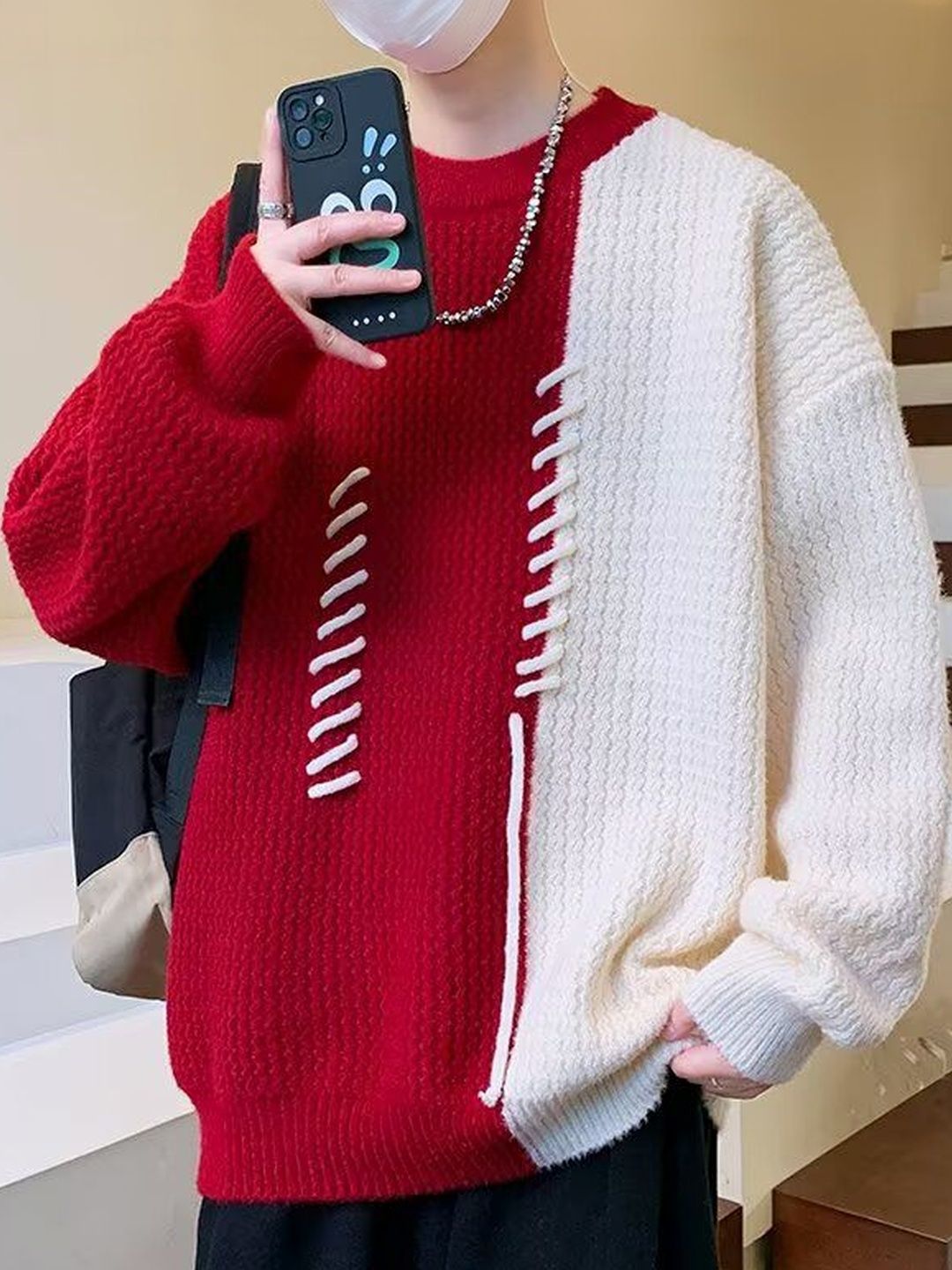 StyleCast x Revolte Men Cable Knit Colourblocked Pullover-picture-39
