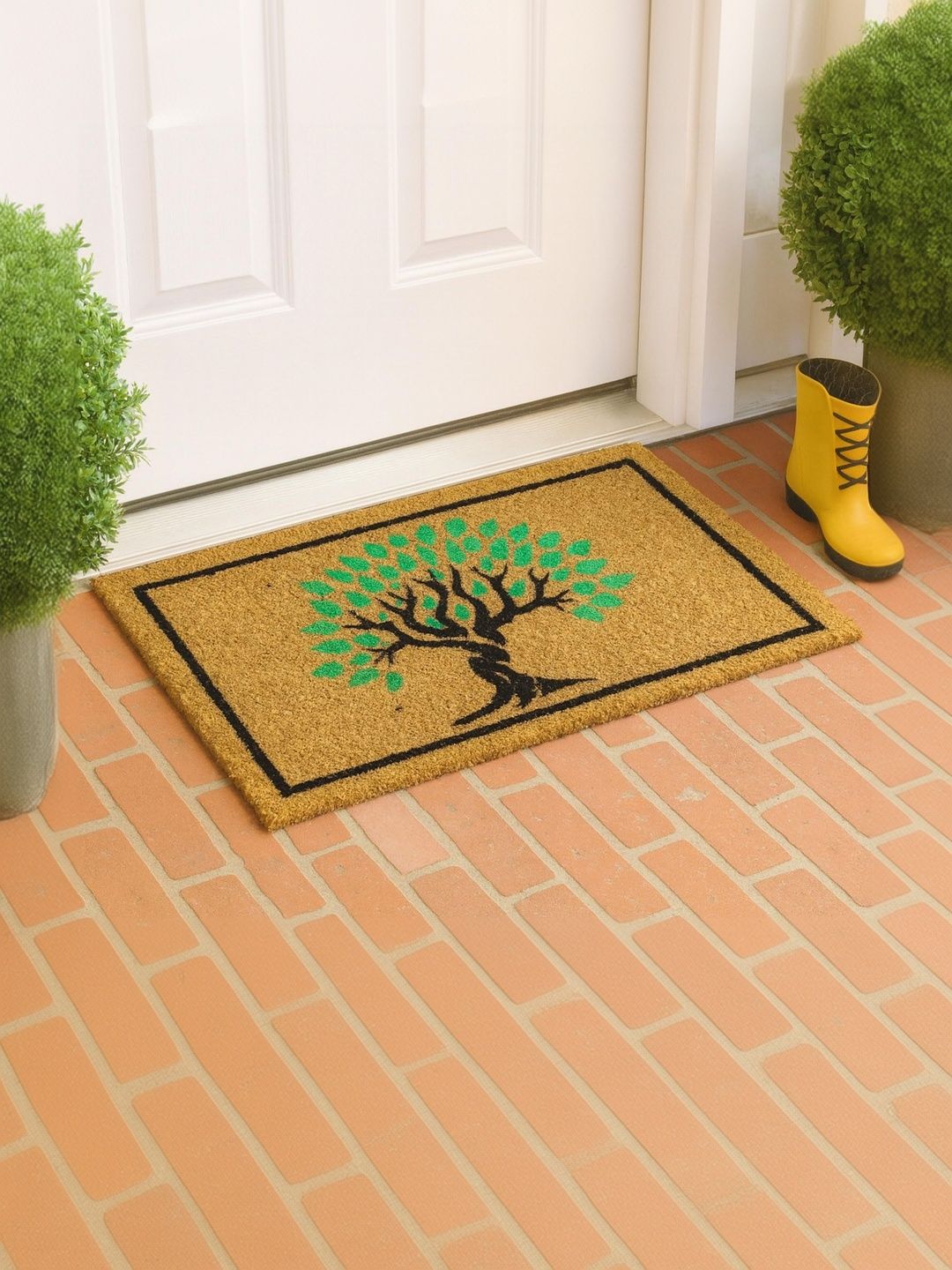 LUXEHOME INTERNATIONAL Beige & Green Self-Designed Anti-Skid Doormats-image-49
