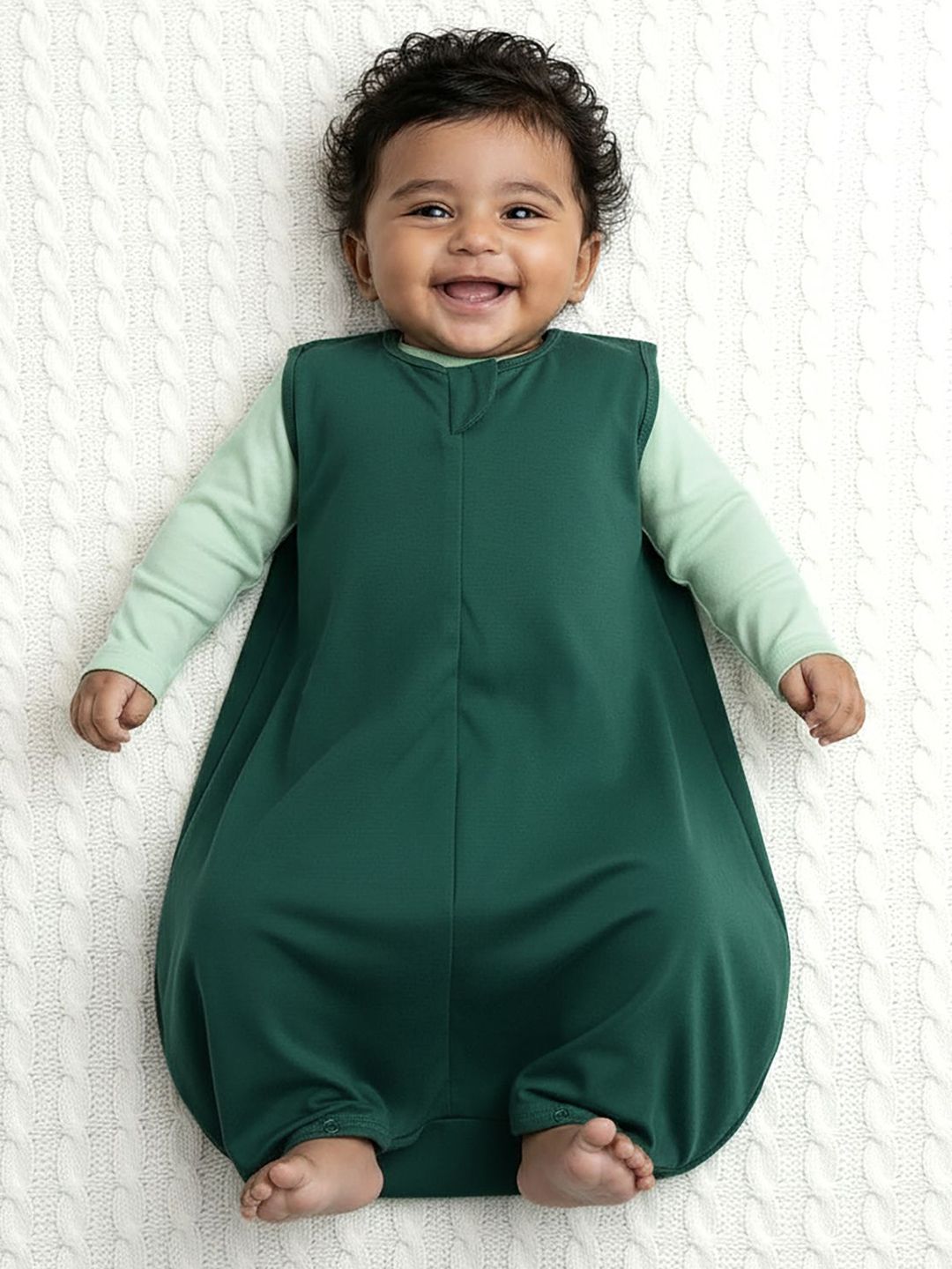 cocoon care Kids Bamboo Cotton Green Sleeping Bag With Foot Opening For Babies-image-23