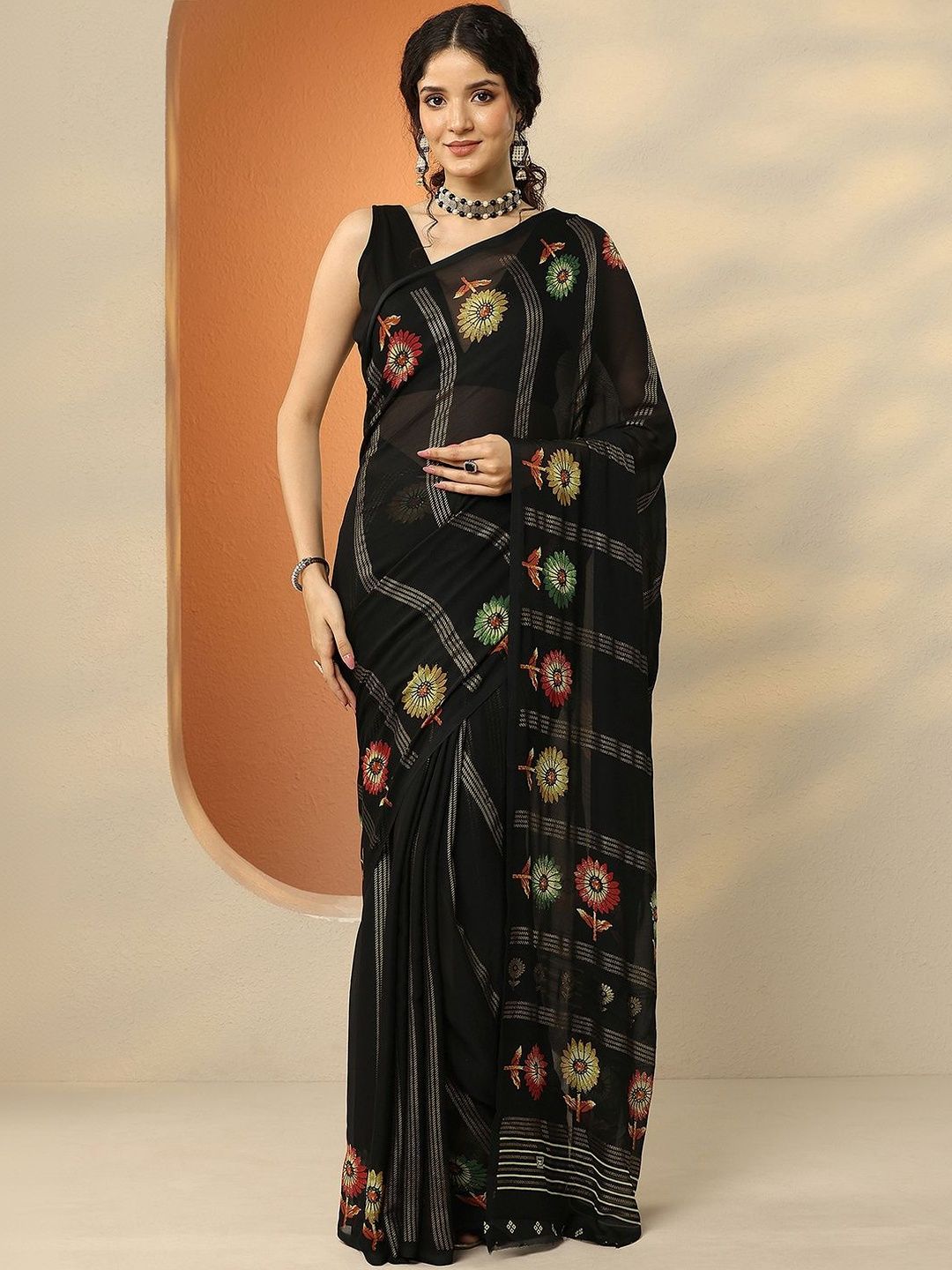 Libas Floral Pure Georgette Saree-picture-29