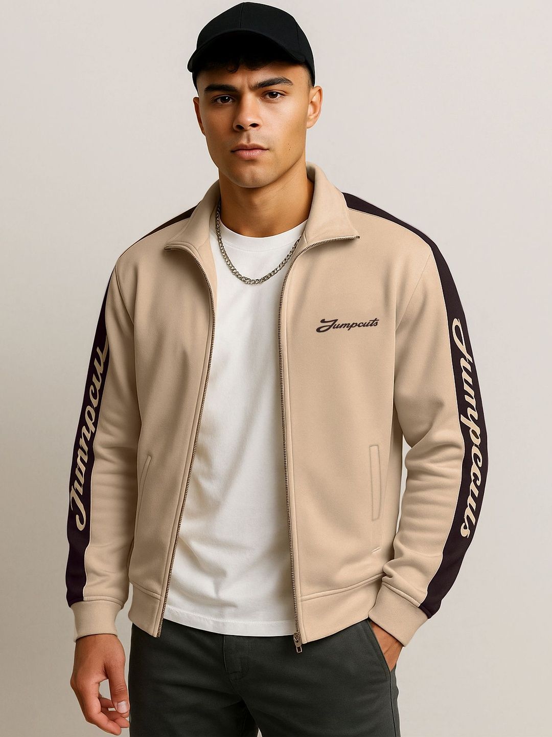 JUMPCUTS Men Typography Colourblocked Fleece Lightweight Sporty Jacket-picture-31
