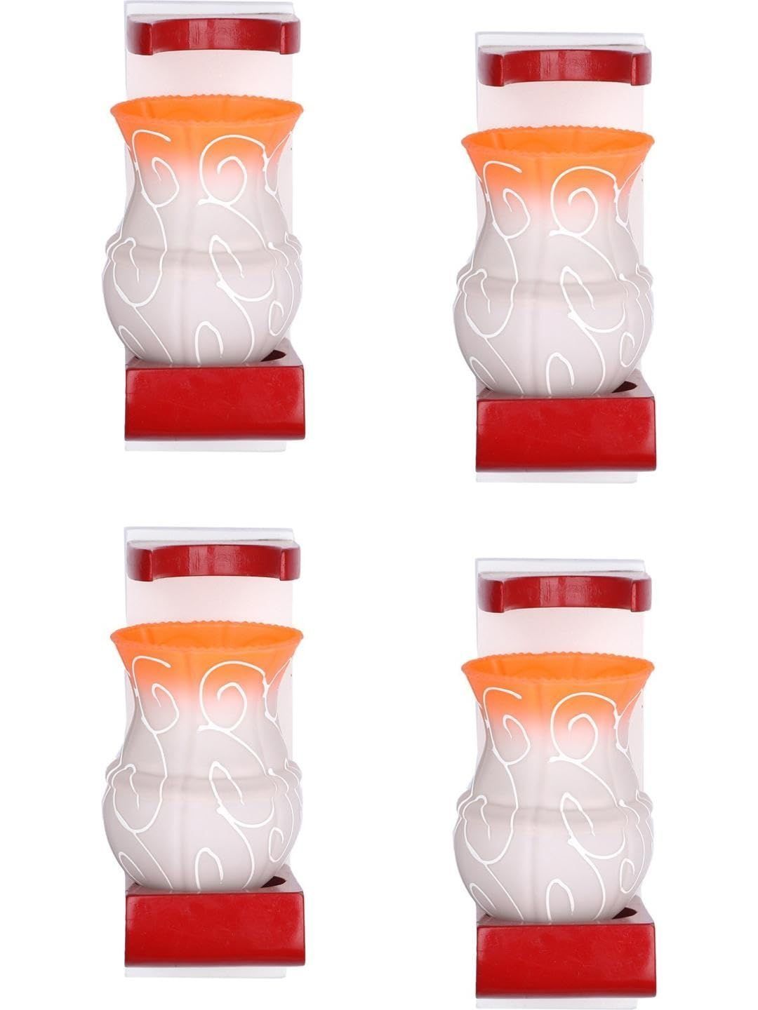 1ST TIME Orange & White Colourblocked Wood Contemporary Abstract Shaped Shaped Wall Lamp-picture-46