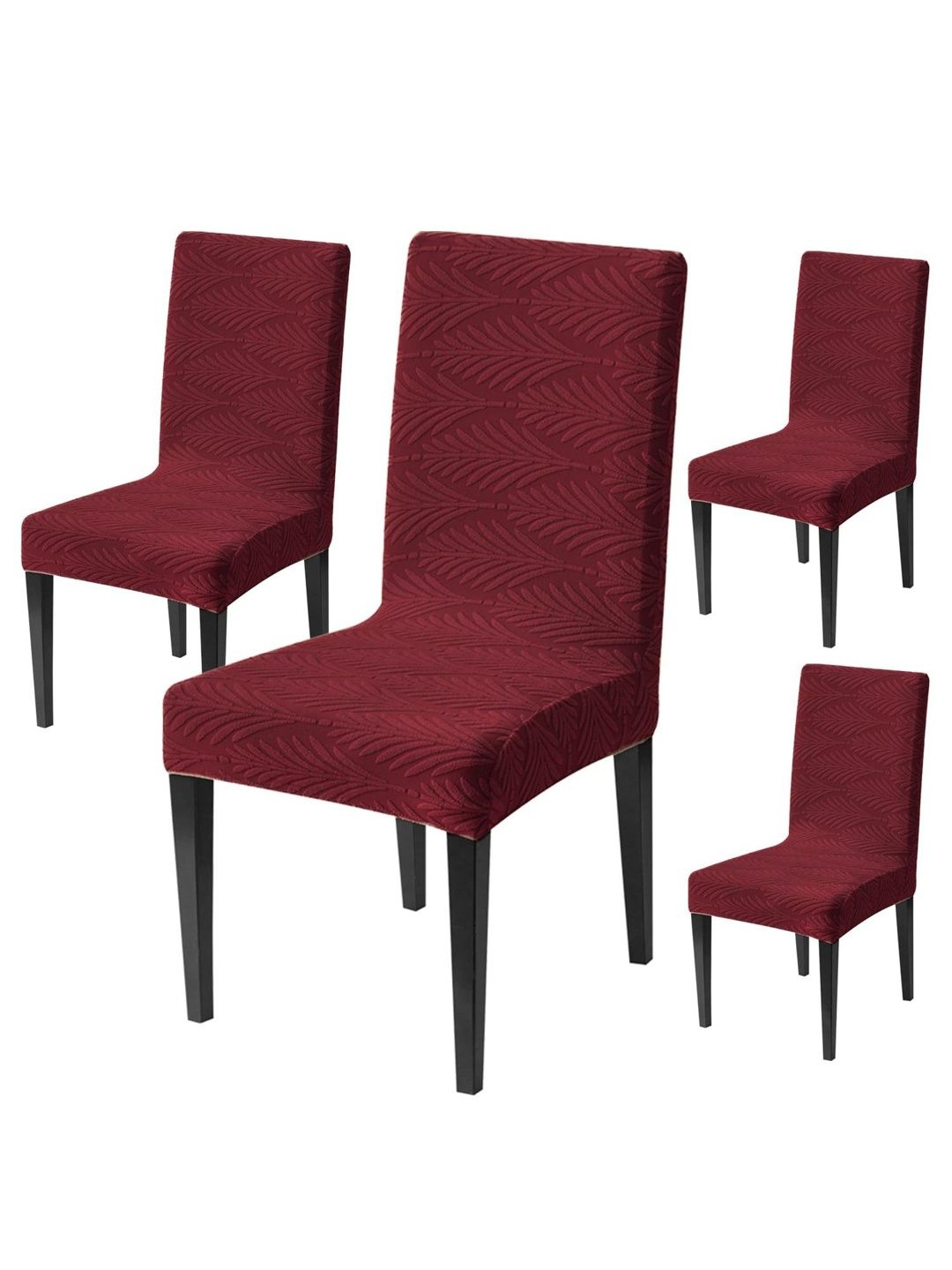 HOUSE OF QUIRK 4-Pcs Maroon Textured 220 GSM Chair Cover-picture-34