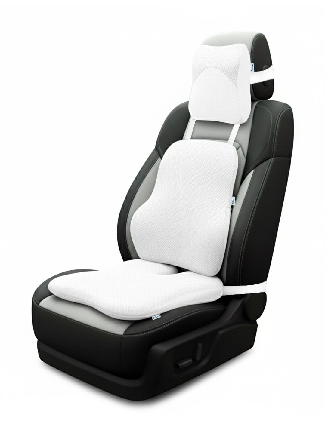 BILLEBON Pack of 3 Car Lumbar Bac White Memory Foam Filled Polyester Travel Pillow-picture-12