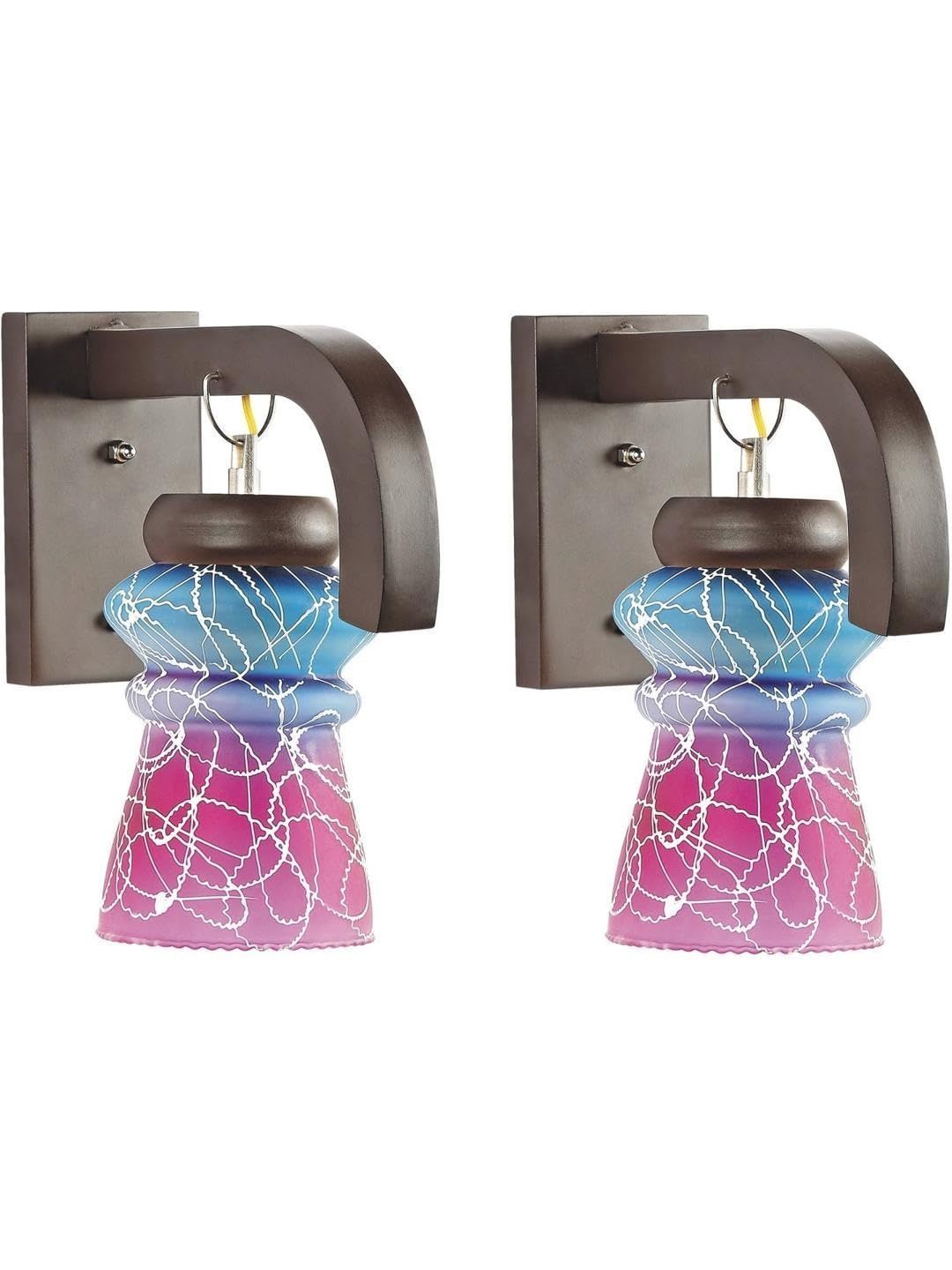 1ST TIME Pink & Blue Colourblocked Wood Contemporary Abstract Shaped Shaped Wall Lamp-picture-30