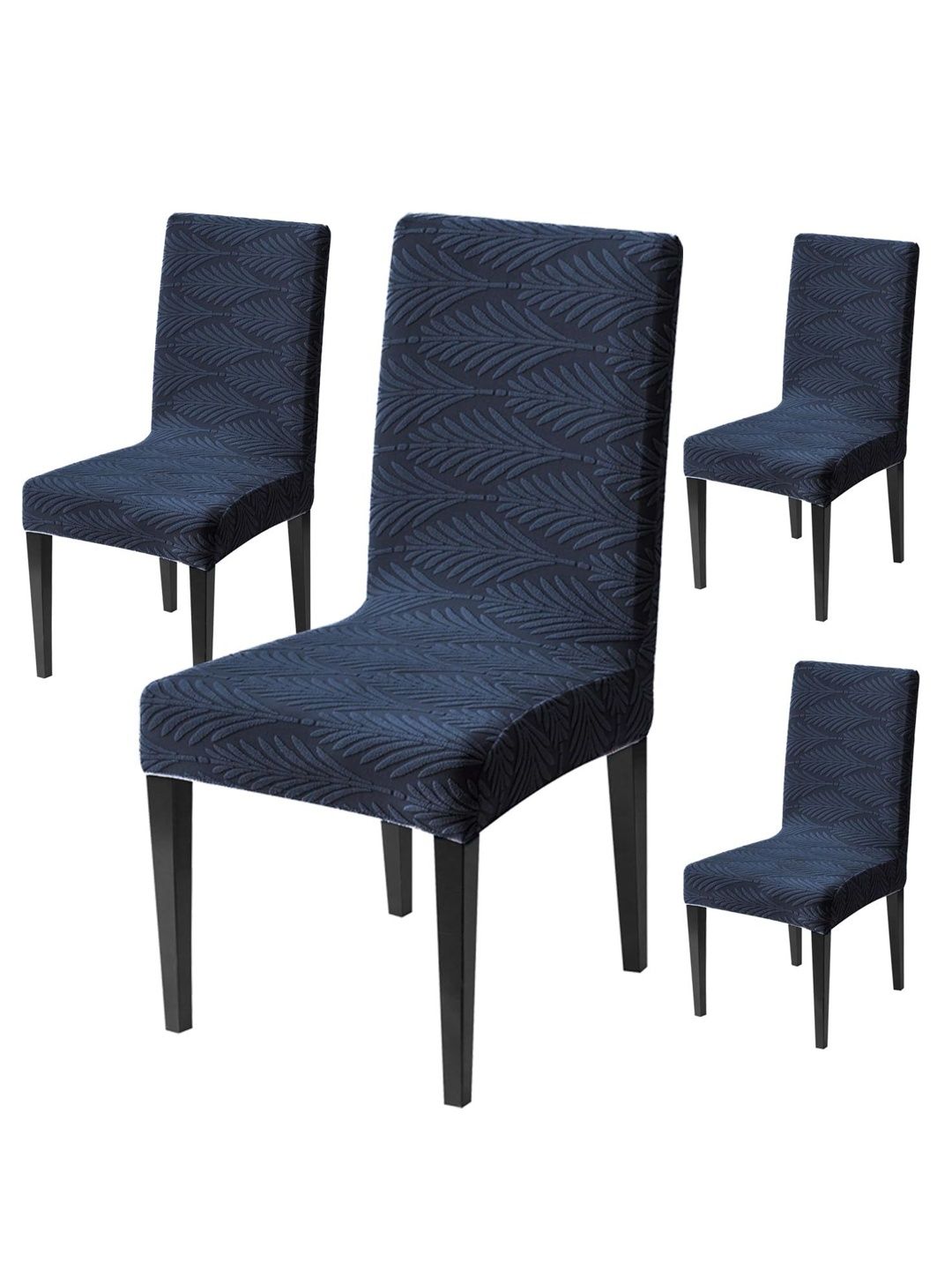 HOUSE OF QUIRK 4-Pcs Navy Blue Textured 220 GSM Chair Cover-picture-24