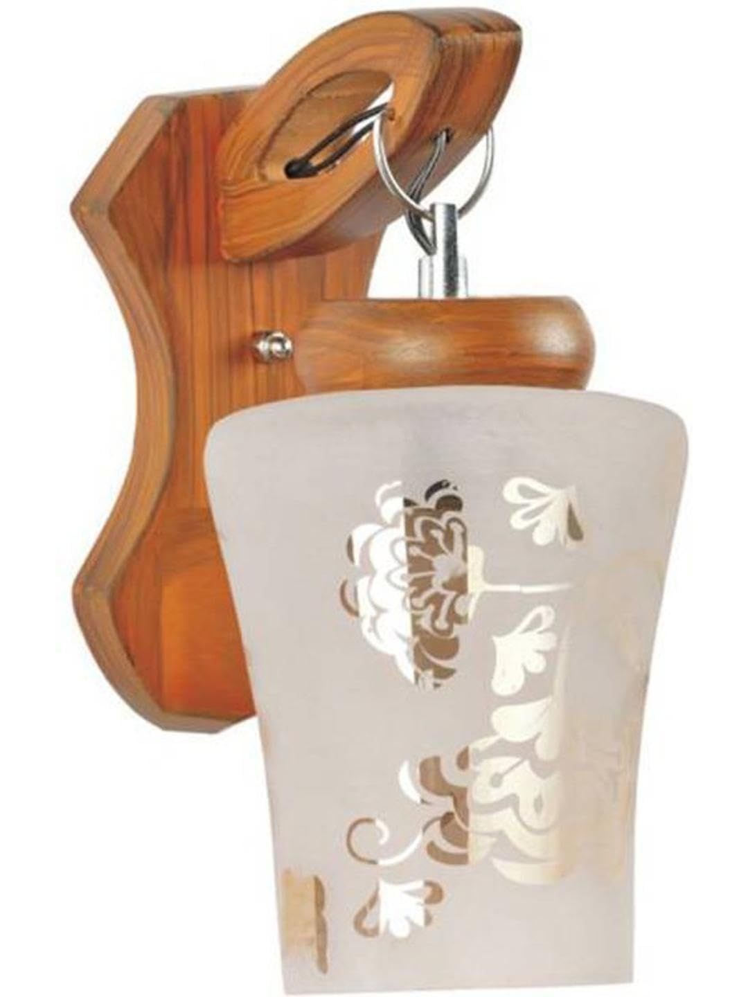 1ST TIME Gold-Toned & Brown Printed Wood Traditional Frustum Shaped Wall Lamp-picture-15