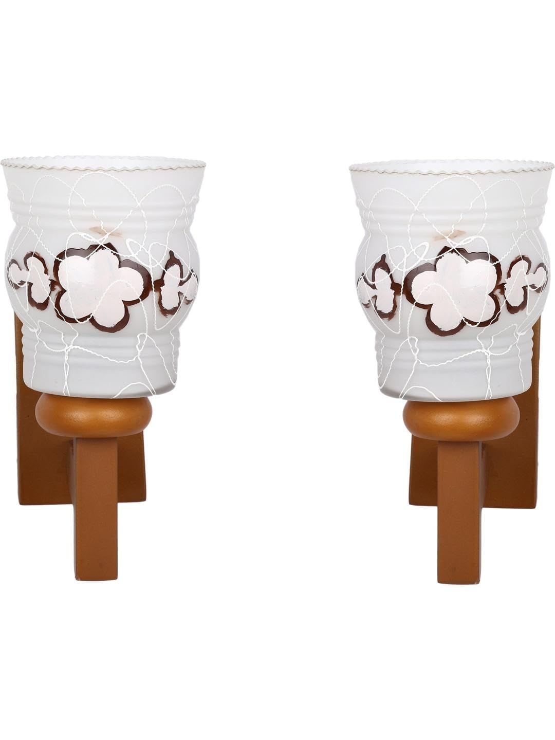 1ST TIME Brown & White Printed Wood Cylinder Shaped Wall Lamp-picture-32