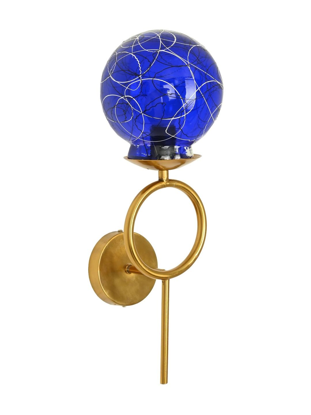 1ST TIME Blue & Blue Printed Metal Contemporary Spherical Shaped Wall Lamp-image-29