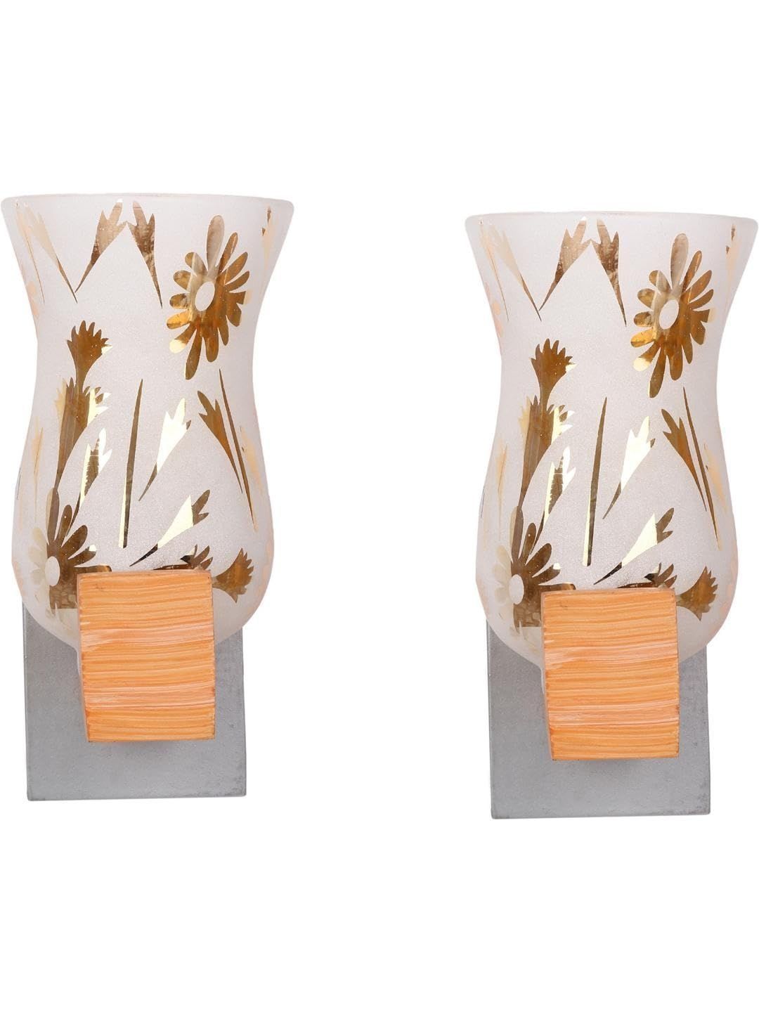 1ST TIME Gold-Toned & White Printed Wood Rectangle Shaped Wall Lamp-picture-35