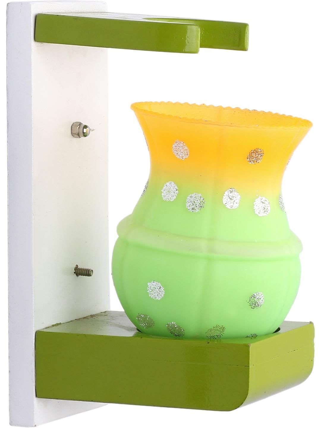 1ST TIME Green & Green Colourblocked Wood Abstract Shaped Shaped Wall Lamp-image-47