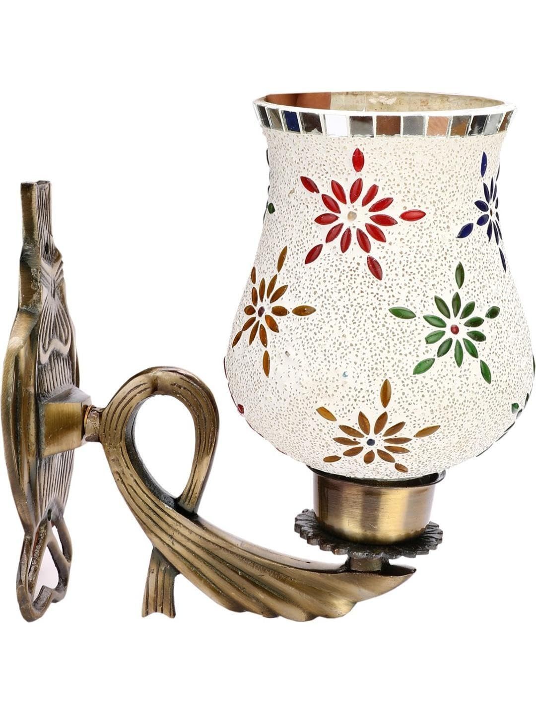 1ST TIME Multicoloured & Cream-Coloured Printed Metal Traditional Wall Lamp-image-39