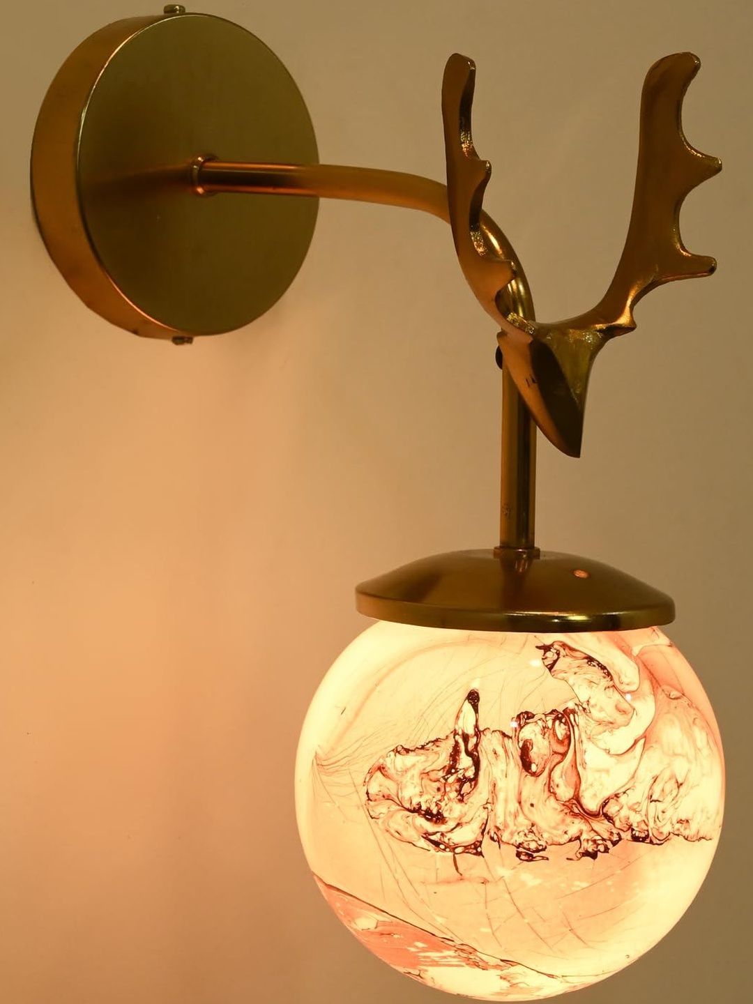1ST TIME Brown & Gold-Toned Textured Metal Contemporary Spherical Shaped Wall Lamp-image-39