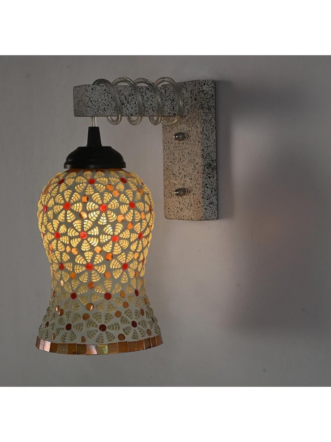 1ST TIME Yellow & Green Textured Wood Contemporary Wall Lamp-picture-14