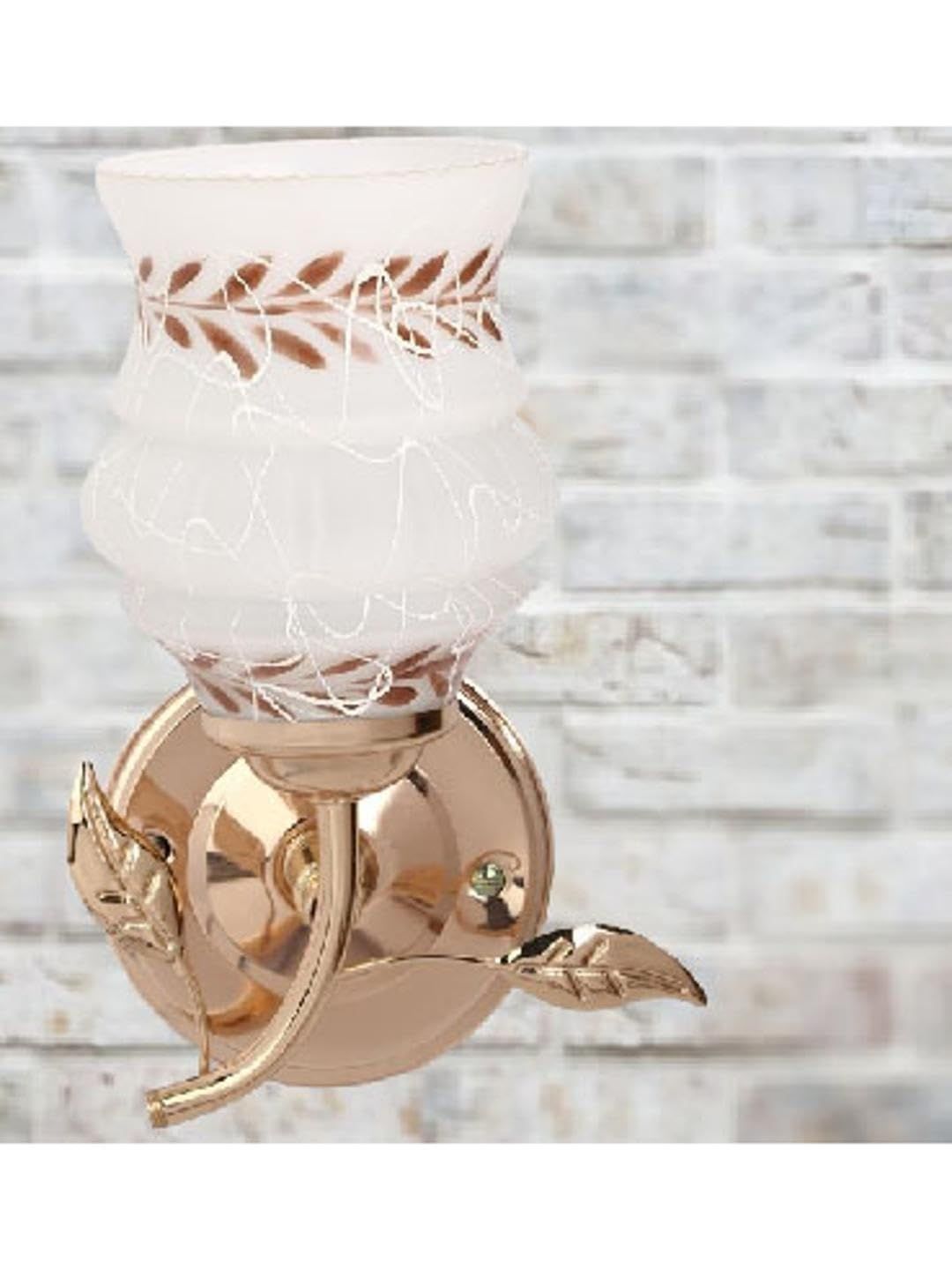 1ST TIME Brown & Gold-Toned Printed Metal Frustum Shaped Wall Lamp-picture-26