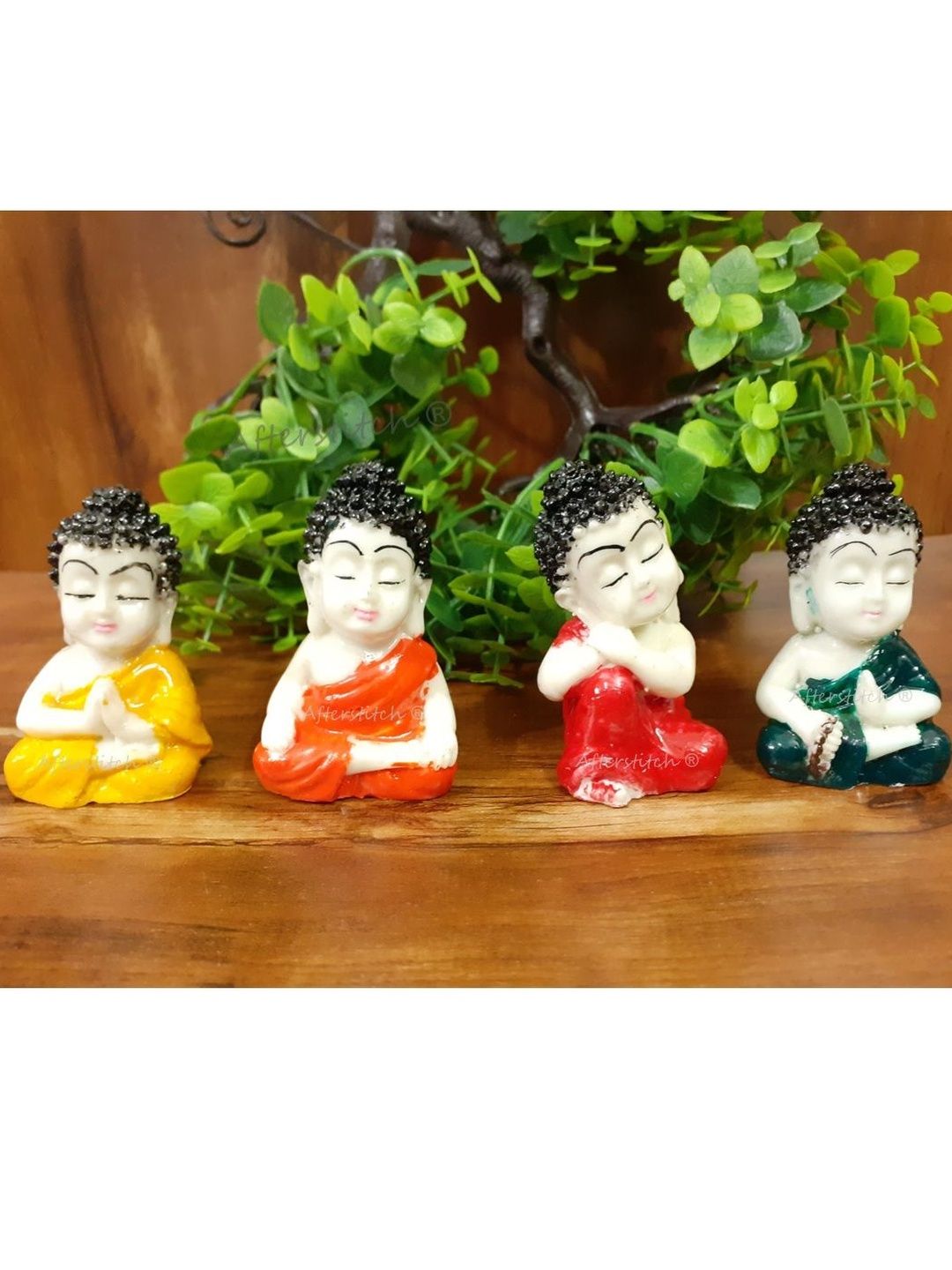Afterstitch Set Of 4 Blue Monk Miniature Buddha Idol Showpiece-image-28