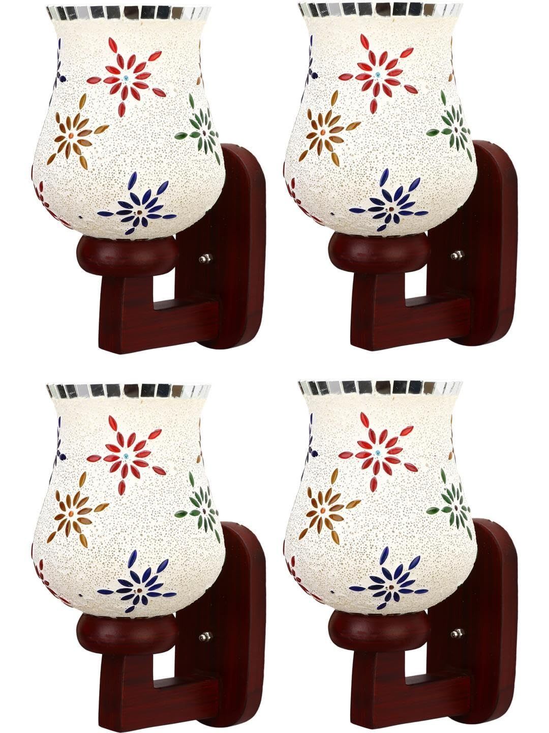 1ST TIME Multicoloured & White Printed Wood Wall Lamp-picture-1