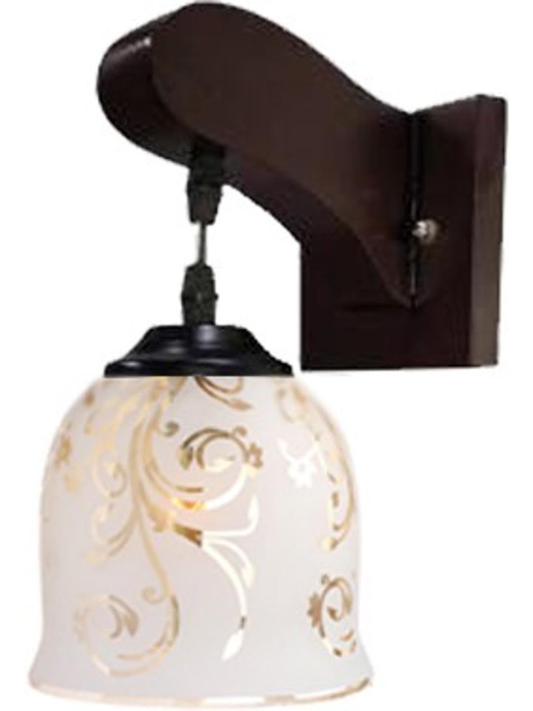 1ST TIME Gold-Toned & Brown Printed Wood Contemporary Wall Lamp-picture-11