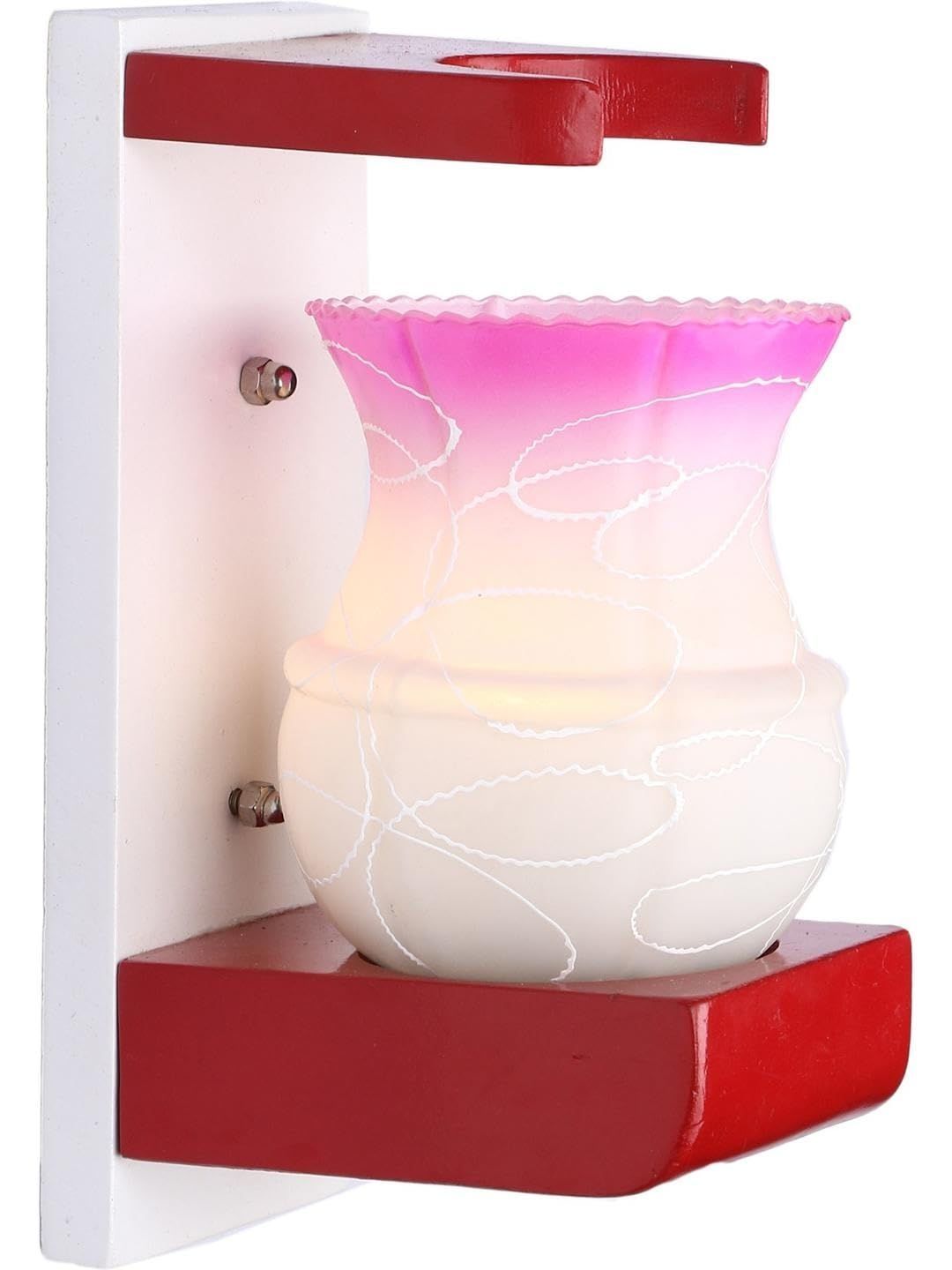 1ST TIME Pink & Red Printed Wood Abstract Shaped Shaped Wall Lamp-picture-26
