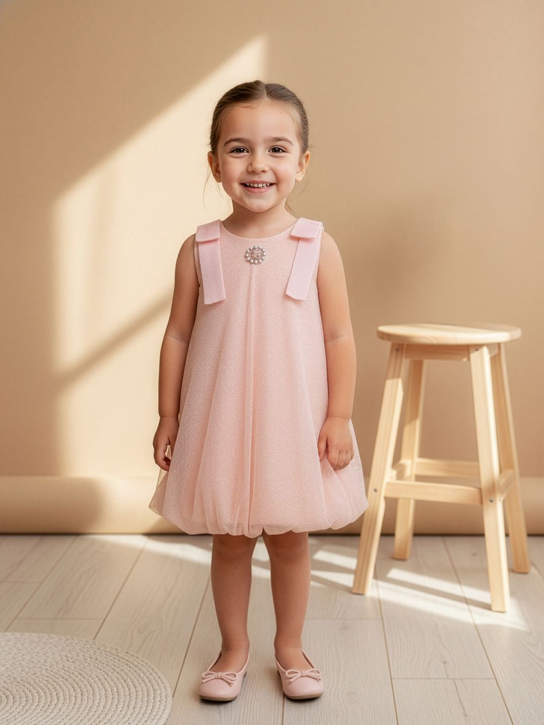 YK Girls Embellished A-Line Dress With Bow Detail-image-39