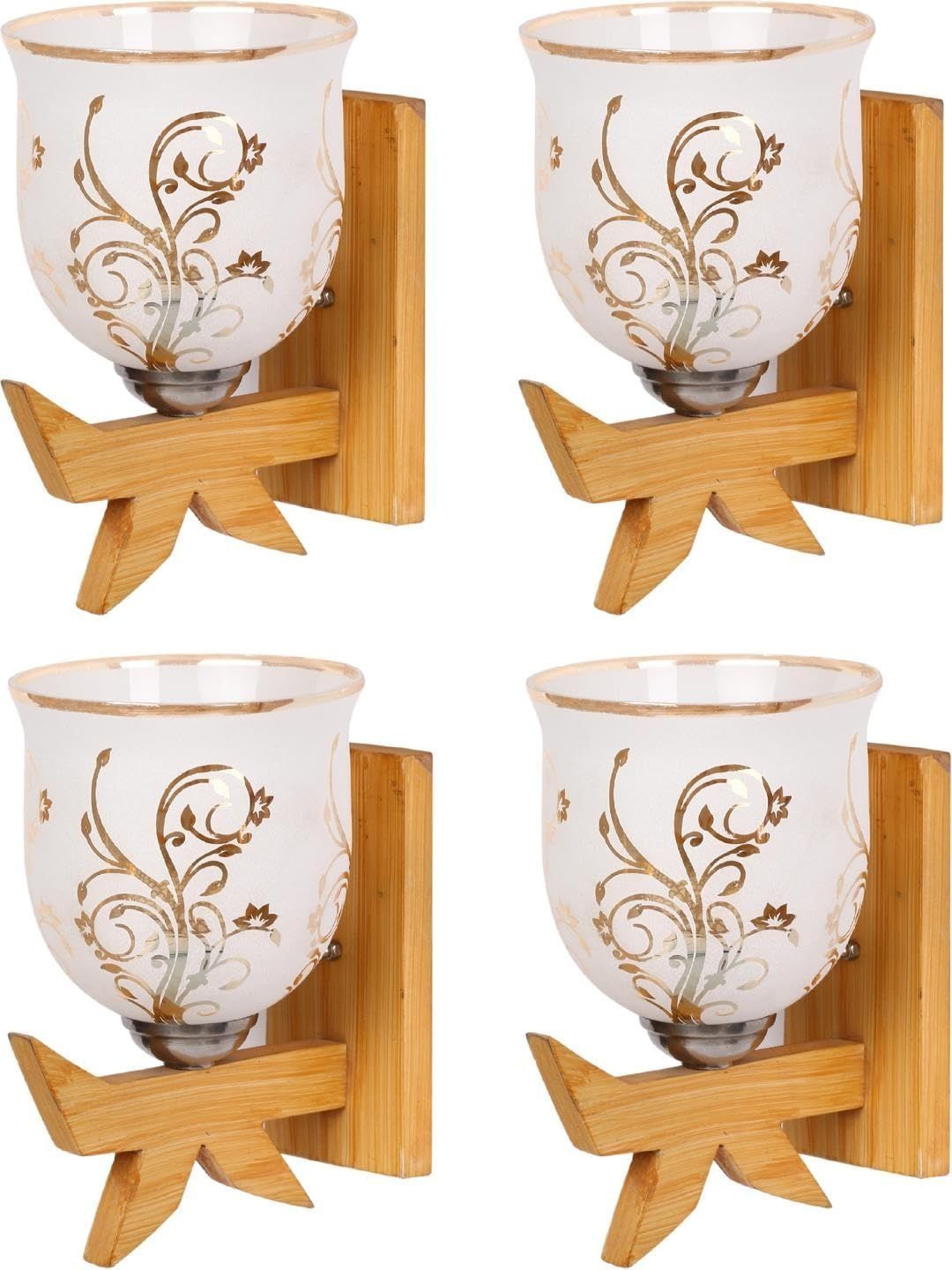 1ST TIME Gold-Toned & White Printed Wood Traditional Wall Lamp-picture-28